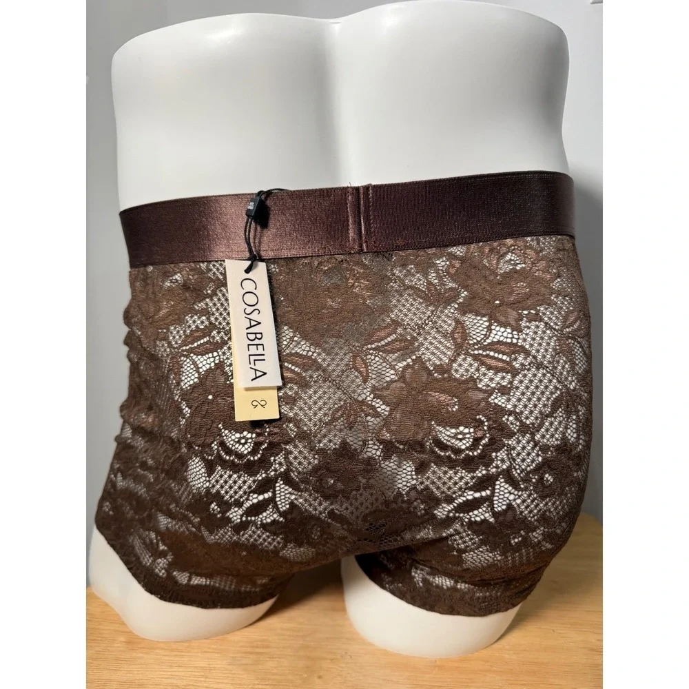 Cosabella‎ Sophisticated Brown Lace Men's Boxer Trunks Size L